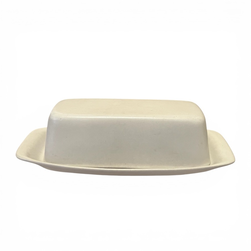 VINTAGE Bennington Potters 1683 White Butter Dish David Gil MCM Vermont